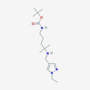 molecular formula C17H32N4O2 B7401988 tert-butyl N-[4-[(1-ethylpyrazol-4-yl)methylamino]-4-methylpentyl]carbamate 