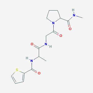 molecular formula C16H22N4O4S B7402009 N-methyl-1-[2-[2-(thiophene-2-carbonylamino)propanoylamino]acetyl]pyrrolidine-2-carboxamide 