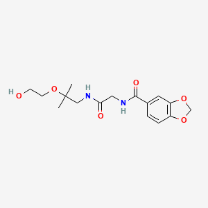 molecular formula C16H22N2O6 B7402015 N-[2-[[2-(2-hydroxyethoxy)-2-methylpropyl]amino]-2-oxoethyl]-1,3-benzodioxole-5-carboxamide 