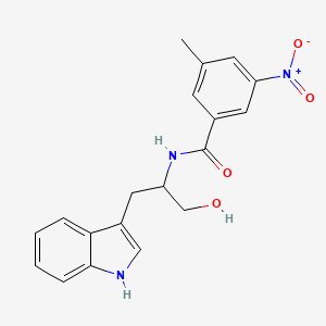 molecular formula C19H19N3O4 B7402022 N-[1-hydroxy-3-(1H-indol-3-yl)propan-2-yl]-3-methyl-5-nitrobenzamide 