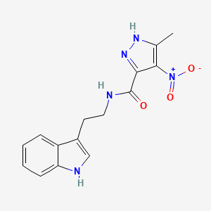 molecular formula C15H15N5O3 B7402025 N-[2-(1H-indol-3-yl)ethyl]-5-methyl-4-nitro-1H-pyrazole-3-carboxamide 