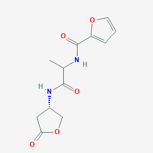 molecular formula C12H14N2O5 B7402041 N-[1-oxo-1-[[(3S)-5-oxooxolan-3-yl]amino]propan-2-yl]furan-2-carboxamide 