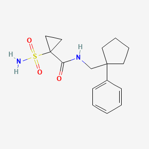 molecular formula C16H22N2O3S B7402159 N-[(1-phenylcyclopentyl)methyl]-1-sulfamoylcyclopropane-1-carboxamide 
