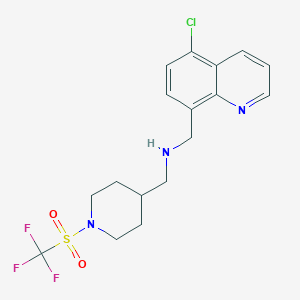 molecular formula C17H19ClF3N3O2S B7402248 N-[(5-chloroquinolin-8-yl)methyl]-1-[1-(trifluoromethylsulfonyl)piperidin-4-yl]methanamine 