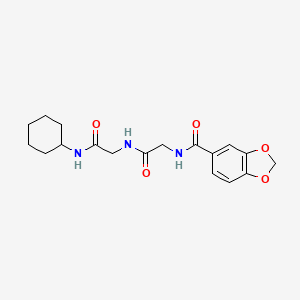 molecular formula C18H23N3O5 B7402322 N-[2-[[2-(cyclohexylamino)-2-oxoethyl]amino]-2-oxoethyl]-1,3-benzodioxole-5-carboxamide 