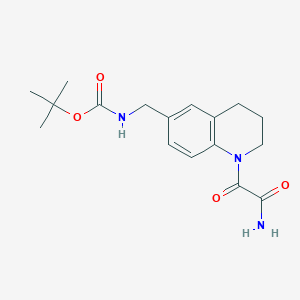 molecular formula C17H23N3O4 B7402428 tert-butyl N-[(1-oxamoyl-3,4-dihydro-2H-quinolin-6-yl)methyl]carbamate 