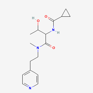 molecular formula C16H23N3O3 B7402484 N-[3-hydroxy-1-[methyl(2-pyridin-4-ylethyl)amino]-1-oxobutan-2-yl]cyclopropanecarboxamide 