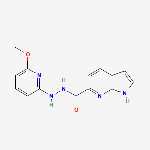 molecular formula C14H13N5O2 B7402536 N'-(6-methoxypyridin-2-yl)-1H-pyrrolo[2,3-b]pyridine-6-carbohydrazide 