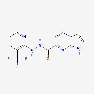 molecular formula C14H10F3N5O B7402590 N'-[3-(trifluoromethyl)pyridin-2-yl]-1H-pyrrolo[2,3-b]pyridine-6-carbohydrazide 