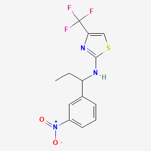 molecular formula C13H12F3N3O2S B7402697 N-[1-(3-nitrophenyl)propyl]-4-(trifluoromethyl)-1,3-thiazol-2-amine 