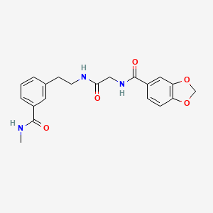 molecular formula C20H21N3O5 B7402765 N-[2-[2-[3-(methylcarbamoyl)phenyl]ethylamino]-2-oxoethyl]-1,3-benzodioxole-5-carboxamide 
