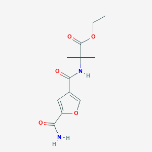 molecular formula C12H16N2O5 B7402790 Ethyl 2-[(5-carbamoylfuran-3-carbonyl)amino]-2-methylpropanoate 