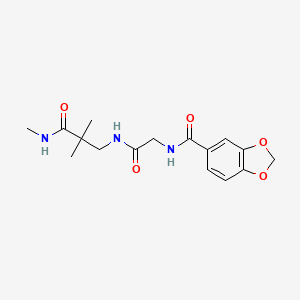 molecular formula C16H21N3O5 B7402903 N-[2-[[2,2-dimethyl-3-(methylamino)-3-oxopropyl]amino]-2-oxoethyl]-1,3-benzodioxole-5-carboxamide 