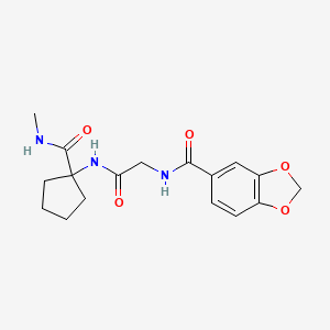 molecular formula C17H21N3O5 B7402917 N-[2-[[1-(methylcarbamoyl)cyclopentyl]amino]-2-oxoethyl]-1,3-benzodioxole-5-carboxamide 