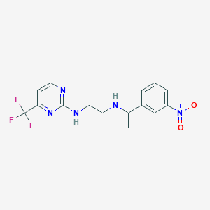 molecular formula C15H16F3N5O2 B7403012 N'-[1-(3-nitrophenyl)ethyl]-N-[4-(trifluoromethyl)pyrimidin-2-yl]ethane-1,2-diamine 