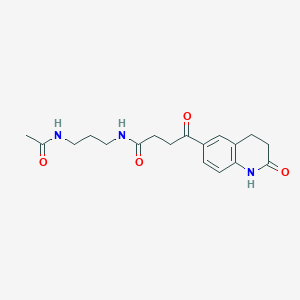 molecular formula C18H23N3O4 B7403045 N-(3-acetamidopropyl)-4-oxo-4-(2-oxo-3,4-dihydro-1H-quinolin-6-yl)butanamide 