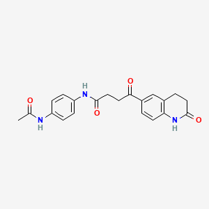 molecular formula C21H21N3O4 B7403072 N-(4-acetamidophenyl)-4-oxo-4-(2-oxo-3,4-dihydro-1H-quinolin-6-yl)butanamide 