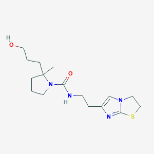 molecular formula C16H26N4O2S B7403124 N-[2-(2,3-dihydroimidazo[2,1-b][1,3]thiazol-6-yl)ethyl]-2-(3-hydroxypropyl)-2-methylpyrrolidine-1-carboxamide 