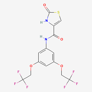 molecular formula C14H10F6N2O4S B7403138 N-[3,5-bis(2,2,2-trifluoroethoxy)phenyl]-2-oxo-3H-1,3-thiazole-4-carboxamide 