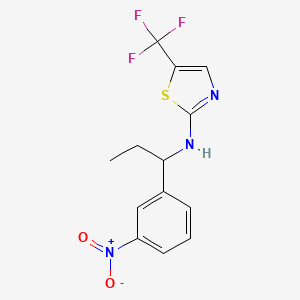 molecular formula C13H12F3N3O2S B7403278 N-[1-(3-nitrophenyl)propyl]-5-(trifluoromethyl)-1,3-thiazol-2-amine 