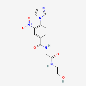 molecular formula C14H15N5O5 B7403297 N-[2-(2-hydroxyethylamino)-2-oxoethyl]-4-imidazol-1-yl-3-nitrobenzamide 