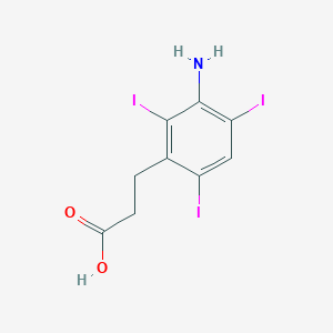 molecular formula C9H8I3NO2 B074033 Hydrocinnamic acid, 3-amino-2,4,6-triiodo- CAS No. 1206-91-3