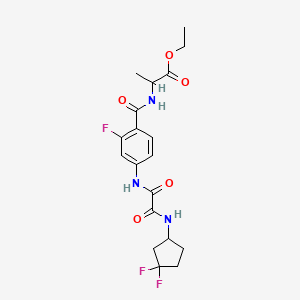 molecular formula C19H22F3N3O5 B7403306 Ethyl 2-[[4-[[2-[(3,3-difluorocyclopentyl)amino]-2-oxoacetyl]amino]-2-fluorobenzoyl]amino]propanoate 