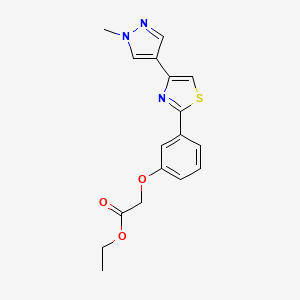 molecular formula C17H17N3O3S B7403327 Ethyl 2-[3-[4-(1-methylpyrazol-4-yl)-1,3-thiazol-2-yl]phenoxy]acetate 