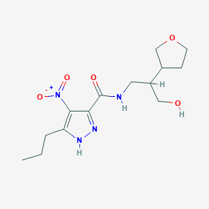 molecular formula C14H22N4O5 B7403383 N-[3-hydroxy-2-(oxolan-3-yl)propyl]-4-nitro-5-propyl-1H-pyrazole-3-carboxamide 