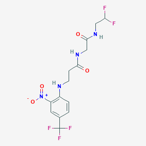 molecular formula C14H15F5N4O4 B7403386 N-[2-(2,2-difluoroethylamino)-2-oxoethyl]-3-[2-nitro-4-(trifluoromethyl)anilino]propanamide 