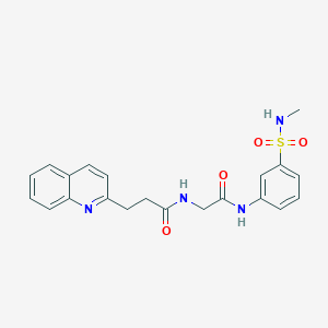 molecular formula C21H22N4O4S B7403447 N-[2-[3-(methylsulfamoyl)anilino]-2-oxoethyl]-3-quinolin-2-ylpropanamide 