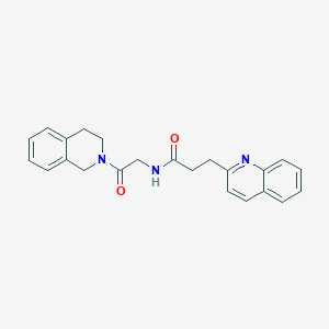 molecular formula C23H23N3O2 B7403458 N-[2-(3,4-dihydro-1H-isoquinolin-2-yl)-2-oxoethyl]-3-quinolin-2-ylpropanamide 