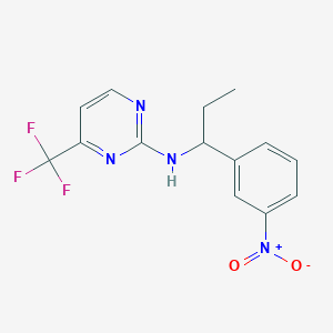molecular formula C14H13F3N4O2 B7403543 N-[1-(3-nitrophenyl)propyl]-4-(trifluoromethyl)pyrimidin-2-amine 