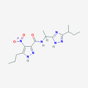 molecular formula C15H23N7O3 B7403550 N-[1-(3-butan-2-yl-1H-1,2,4-triazol-5-yl)ethyl]-4-nitro-5-propyl-1H-pyrazole-3-carboxamide 