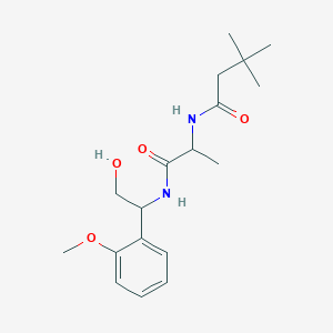 molecular formula C18H28N2O4 B7403597 N-[1-[[2-hydroxy-1-(2-methoxyphenyl)ethyl]amino]-1-oxopropan-2-yl]-3,3-dimethylbutanamide 