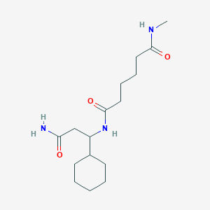 molecular formula C16H29N3O3 B7403626 N'-(3-amino-1-cyclohexyl-3-oxopropyl)-N-methylhexanediamide 
