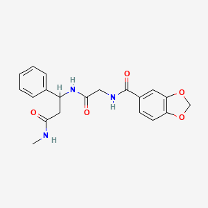 molecular formula C20H21N3O5 B7403718 N-[2-[[3-(methylamino)-3-oxo-1-phenylpropyl]amino]-2-oxoethyl]-1,3-benzodioxole-5-carboxamide 