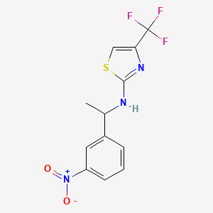 molecular formula C12H10F3N3O2S B7403727 N-[1-(3-nitrophenyl)ethyl]-4-(trifluoromethyl)-1,3-thiazol-2-amine 