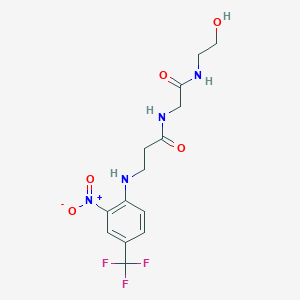 molecular formula C14H17F3N4O5 B7403745 N-[2-(2-hydroxyethylamino)-2-oxoethyl]-3-[2-nitro-4-(trifluoromethyl)anilino]propanamide 