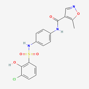 molecular formula C17H14ClN3O5S B7403812 N-[4-[(3-chloro-2-hydroxyphenyl)sulfonylamino]phenyl]-5-methyl-1,2-oxazole-4-carboxamide 