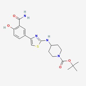 molecular formula C20H26N4O4S B7403815 Tert-butyl 4-[[4-(3-carbamoyl-4-hydroxyphenyl)-1,3-thiazol-2-yl]amino]piperidine-1-carboxylate 
