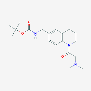 molecular formula C19H29N3O3 B7403879 tert-butyl N-[[1-[2-(dimethylamino)acetyl]-3,4-dihydro-2H-quinolin-6-yl]methyl]carbamate 