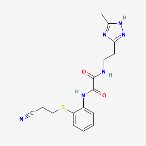 molecular formula C16H18N6O2S B7403883 N'-[2-(2-cyanoethylsulfanyl)phenyl]-N-[2-(5-methyl-1H-1,2,4-triazol-3-yl)ethyl]oxamide 