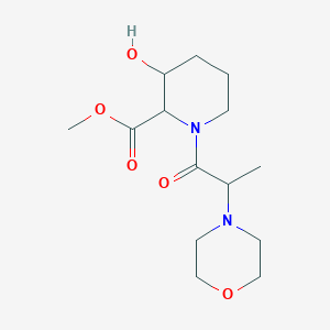 molecular formula C14H24N2O5 B7403938 Methyl 3-hydroxy-1-(2-morpholin-4-ylpropanoyl)piperidine-2-carboxylate 