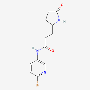 molecular formula C12H14BrN3O2 B7404007 N-(6-bromopyridin-3-yl)-3-(5-oxopyrrolidin-2-yl)propanamide 