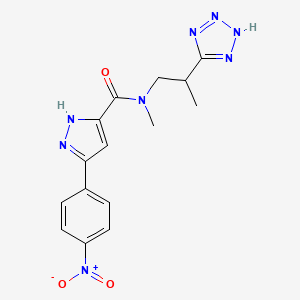 molecular formula C15H16N8O3 B7404043 N-methyl-3-(4-nitrophenyl)-N-[2-(2H-tetrazol-5-yl)propyl]-1H-pyrazole-5-carboxamide 