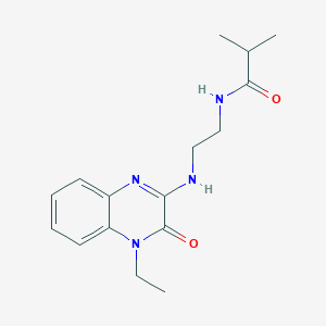 molecular formula C16H22N4O2 B7404392 N-[2-[(4-ethyl-3-oxoquinoxalin-2-yl)amino]ethyl]-2-methylpropanamide 