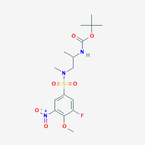 molecular formula C16H24FN3O7S B7404564 tert-butyl N-[1-[(3-fluoro-4-methoxy-5-nitrophenyl)sulfonyl-methylamino]propan-2-yl]carbamate 
