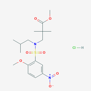 molecular formula C17H27ClN2O7S B7404580 Methyl 3-[(2-methoxy-5-nitrophenyl)sulfonyl-(2-methylpropyl)amino]-2,2-dimethylpropanoate;hydrochloride 