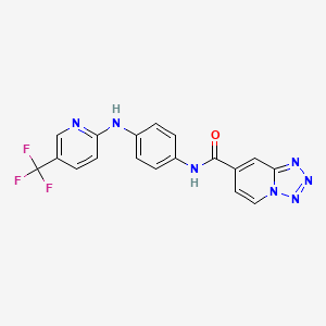 molecular formula C18H12F3N7O B7404629 N-[4-[[5-(trifluoromethyl)pyridin-2-yl]amino]phenyl]tetrazolo[1,5-a]pyridine-7-carboxamide 